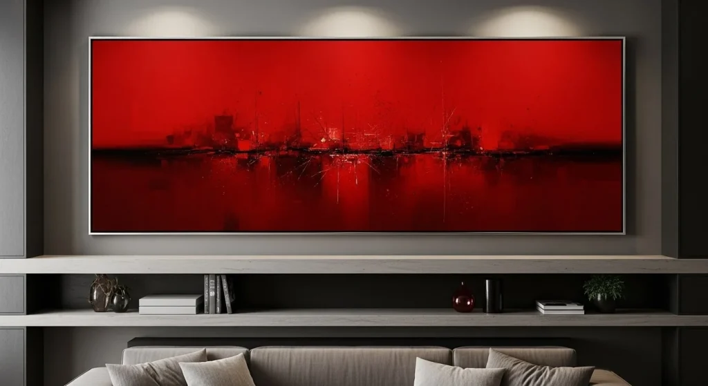Abstract Red Wall Art Display