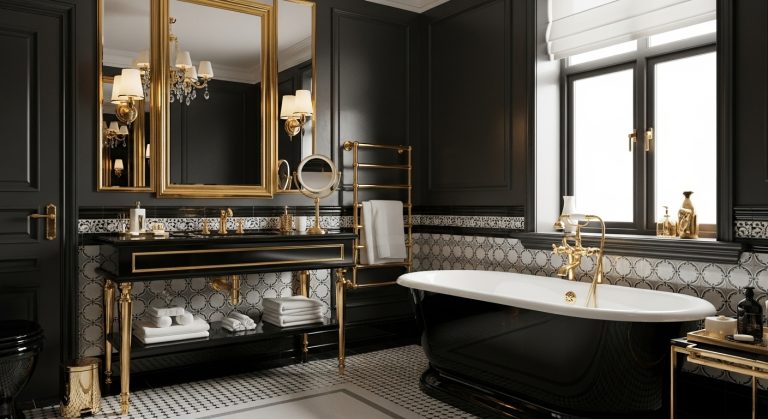 30+ Black and Gold Bathroom Decor Ideas for a Luxurious, Glamorous Look 55 30+ Black and Gold Bathroom Decor Ideas for a Luxurious, Glamorous Look