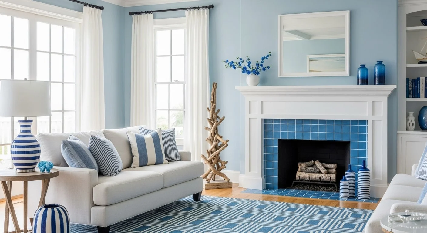 Blue and White Living Room Ideas