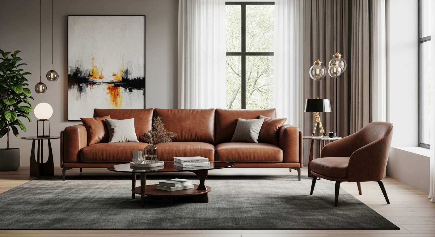 Brown Couch Living Room 1