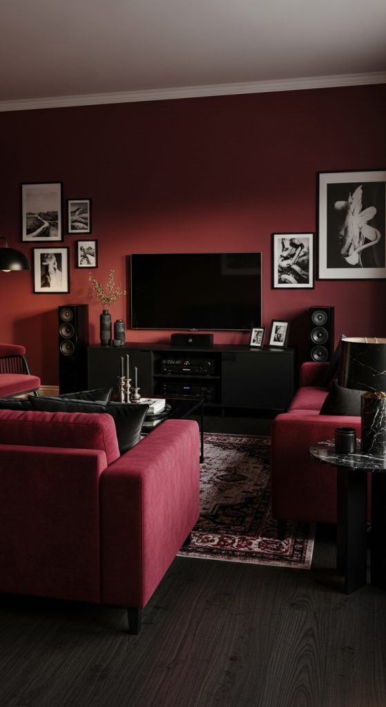 Burgundy Living Room Ideas 20