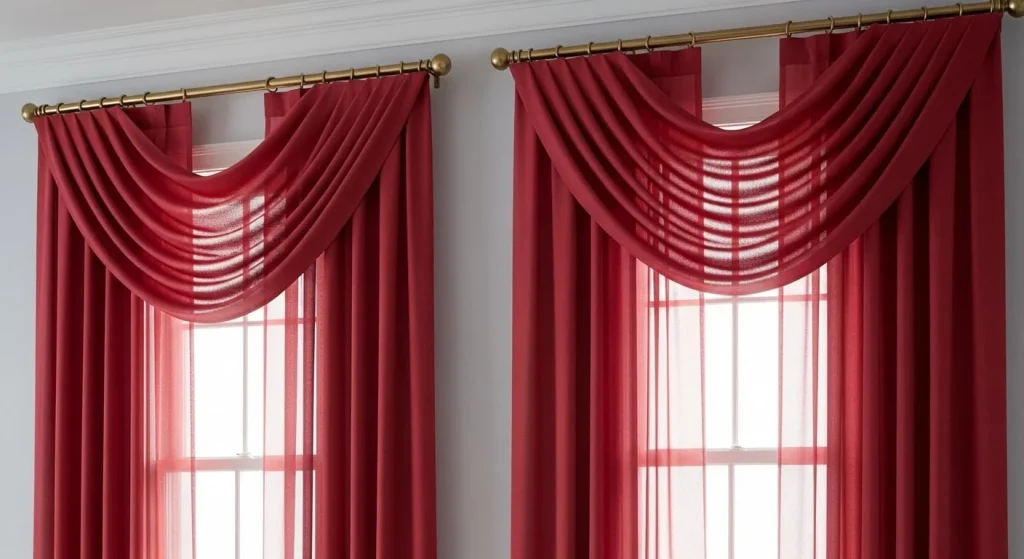 Crimson Curtains and Light Walls