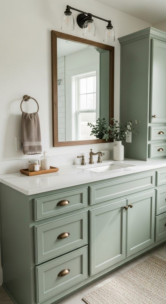 50+ Green Vanity Bathroom Ideas for a Fresh and Stylish Look 22 Green Vanity Bathroom Ideas 32