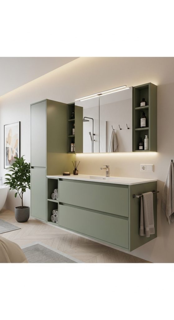 50+ Green Vanity Bathroom Ideas for a Fresh and Stylish Look 19 Green Vanity Bathroom Ideas 35