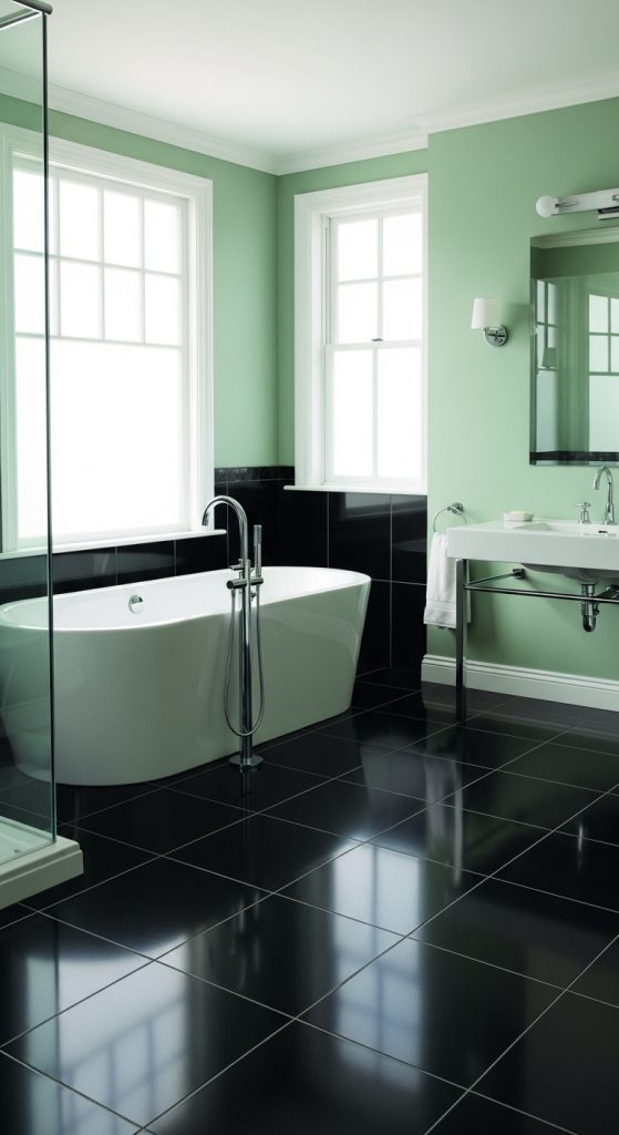 Sage Green and Black Bathroom 14
