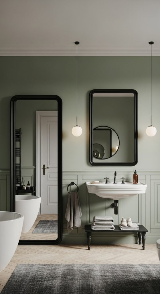Sage Green and Black Bathroom 16