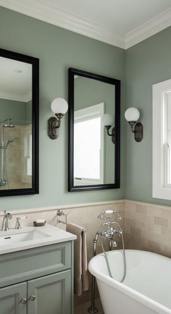 Sage Green and Black Bathroom 17