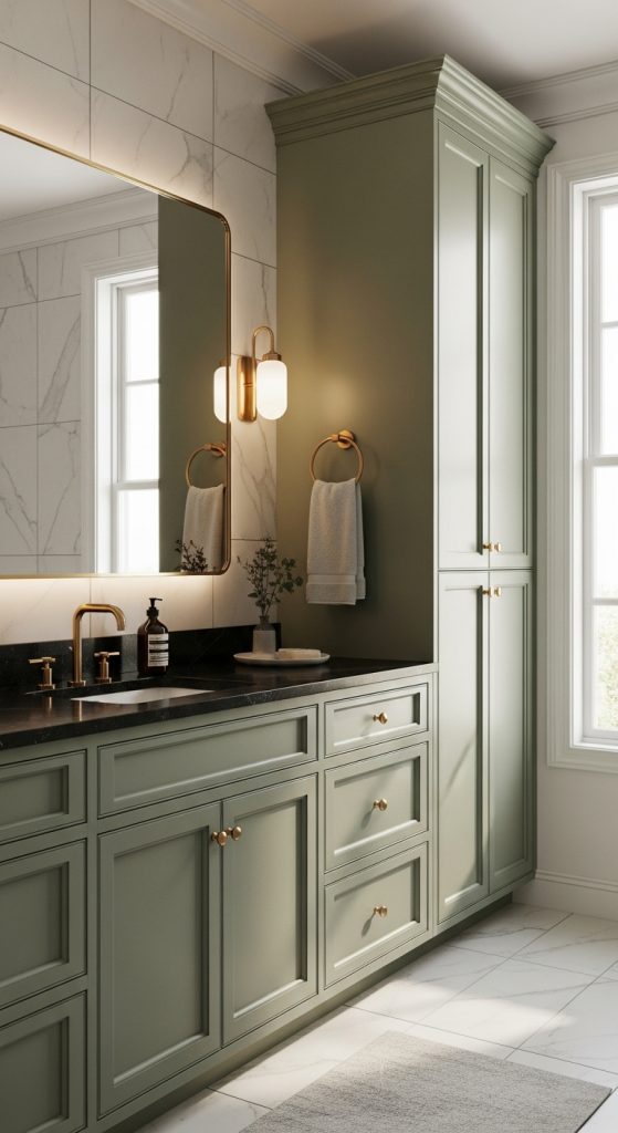 Sage Green and Black Bathroom 21