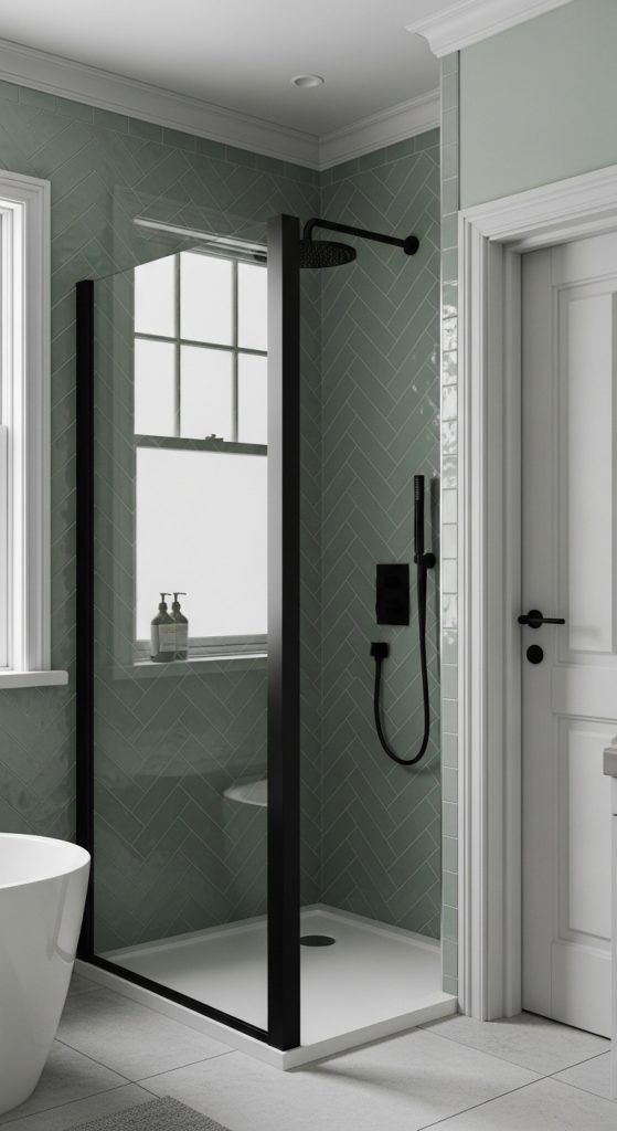 Sage Green and Black Bathroom 23
