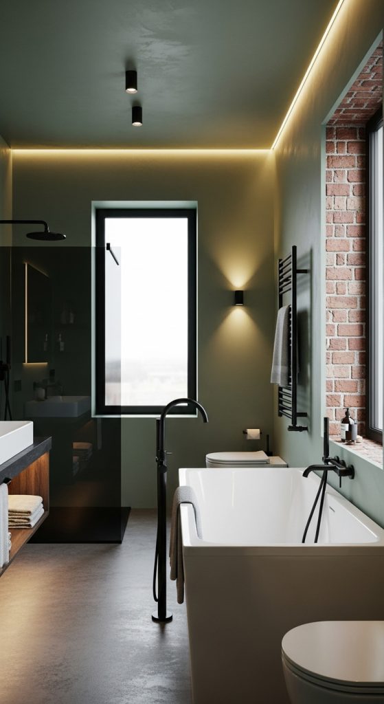 Sage Green and Black Bathroom 24