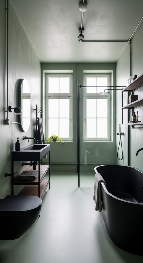 Sage Green and Black Bathroom 25