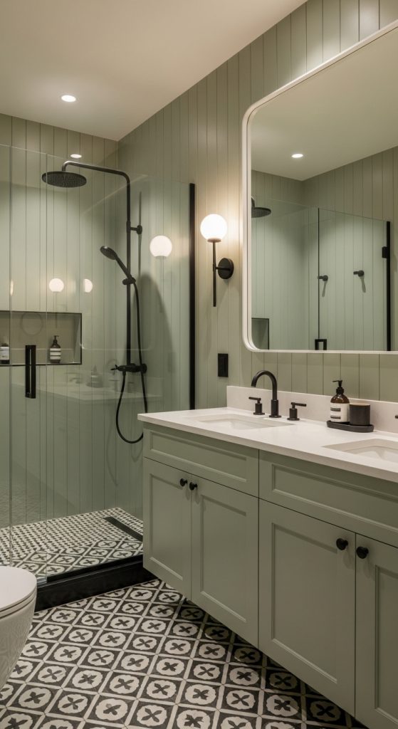 Sage Green and Black Bathroom 3