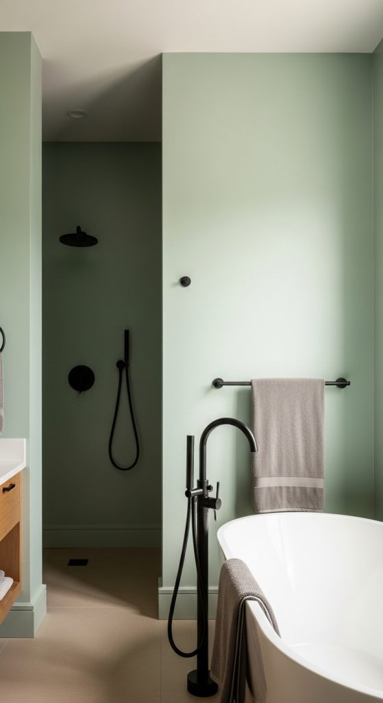 Sage Green and Black Bathroom 30