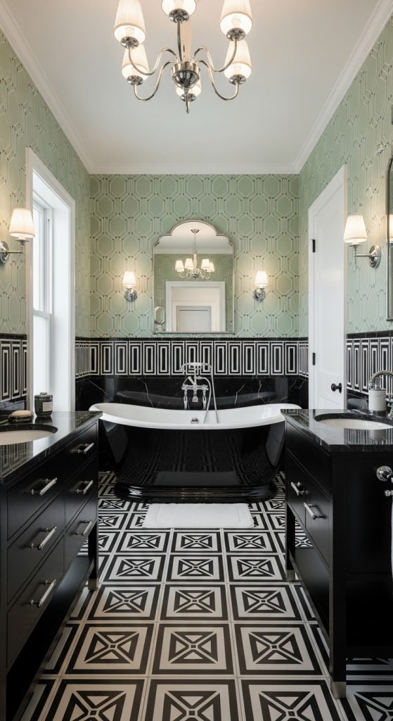 Sage Green and Black Bathroom 32