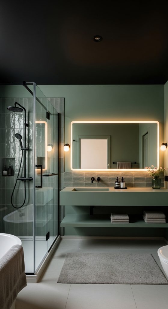 Sage Green and Black Bathroom 5