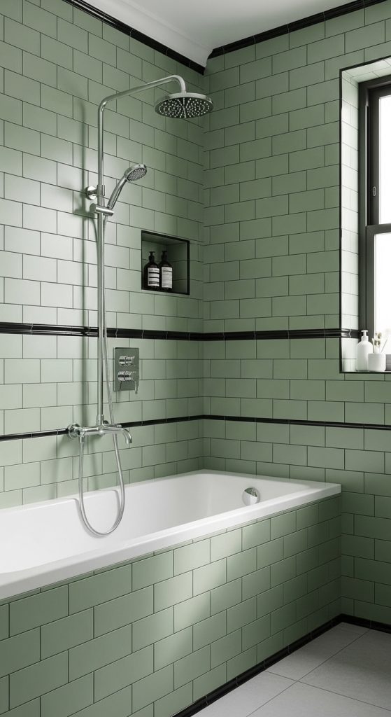 Sage Green and Black Bathroom 6