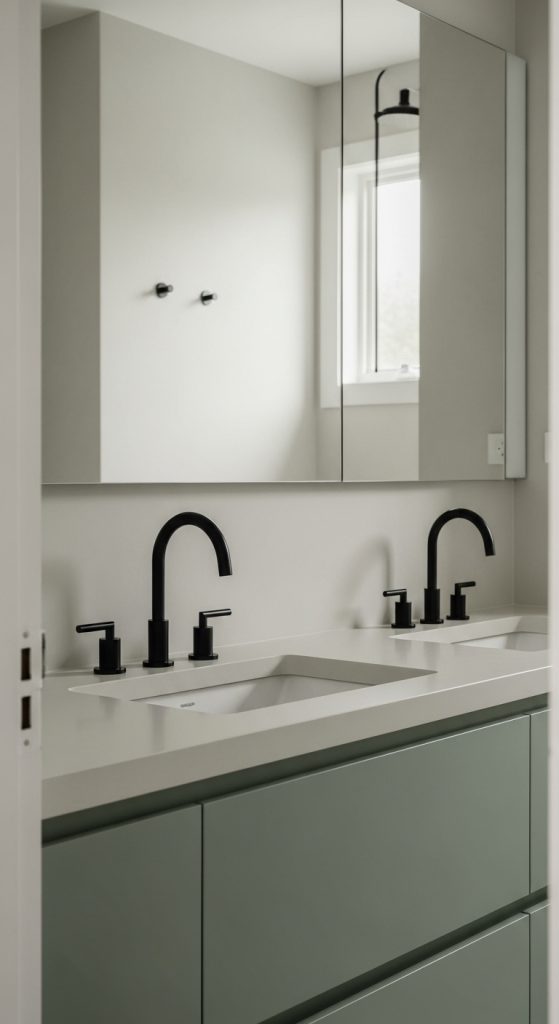 Sage Green and Black Bathroom 8