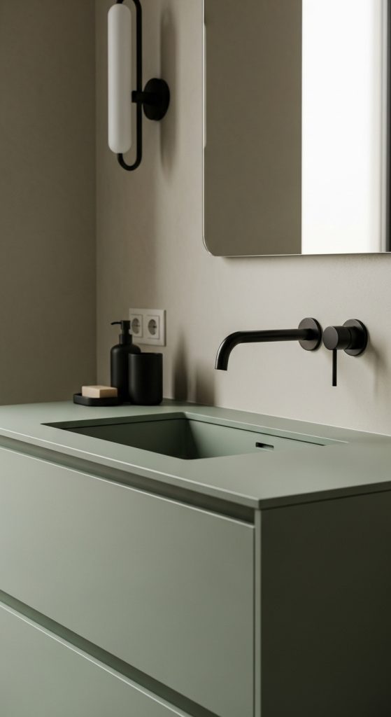 Sage Green and Black Bathroom 9